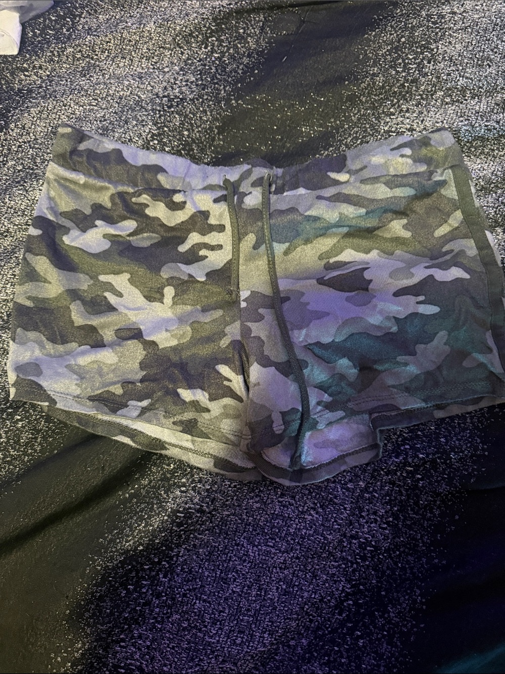 Lucky Brand Women's Camo Bike Shorts in Gray and Green